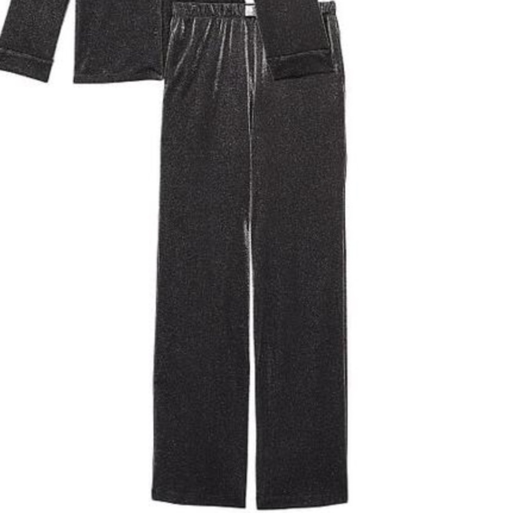 NWT Victoria’s Secret XS S M L XL Logo Crystals Shimmer Knit Pajama Pants Shine - Picture 4 of 4